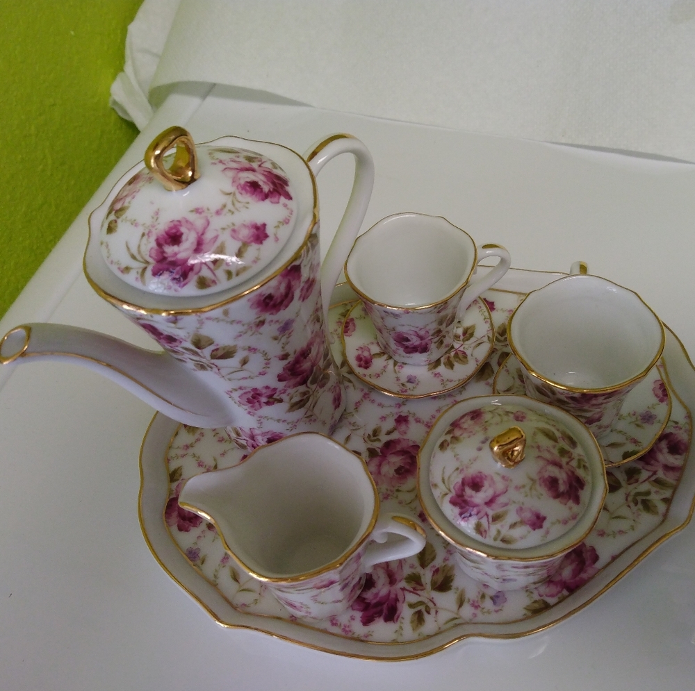Vintage Adeline Collection Floral Miniature Porcelain Tea Set